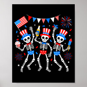 Tanzendes Skelett 4. Juli Amerika USA amerikanisch Poster