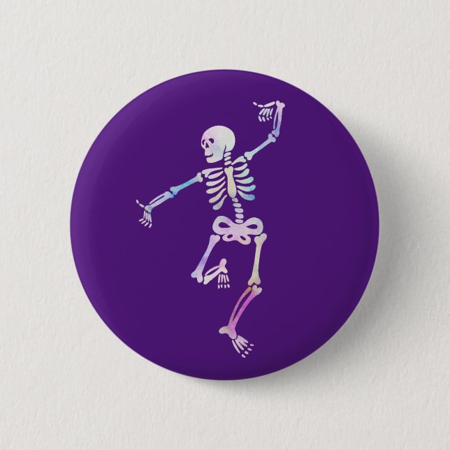 Tanzendes Skelett Aquarell    Button (Vorderseite)