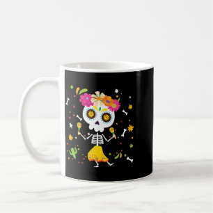 Tanzendes Skelett des Mannes Dia De Los Muertos Me Kaffeetasse