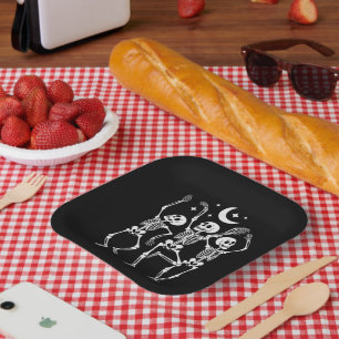 Tanzendes Skelett Frohes Halloween Herbst Schädel  Pappteller