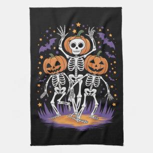 Tanzendes Skelett Halloween-Kürbis  Geschirrtuch