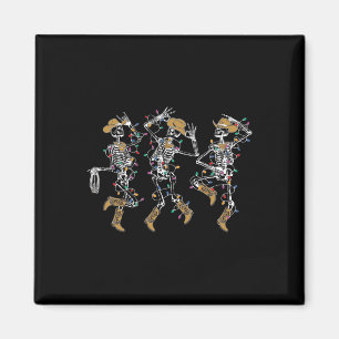 Tanzendes Skelett-Shirt für Frauen. Cowboy-Skelett Magnet