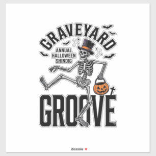 Tanzendes Skelett-Shirt mit Kürbis Vintage Hallowe Aufkleber
