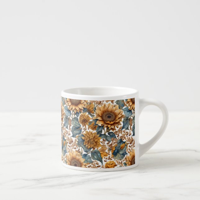 Tanzendes Sonnenblumen-Musterdesign Espressotasse (Rechts)