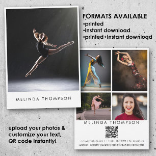 Tänzer Choreograf Comp Card 5 Foto QR Code Einladung
