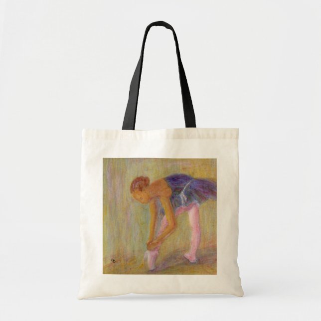 Tänzer, der ihre Ballett-Schuhe, Tasche bindet (Vorne)