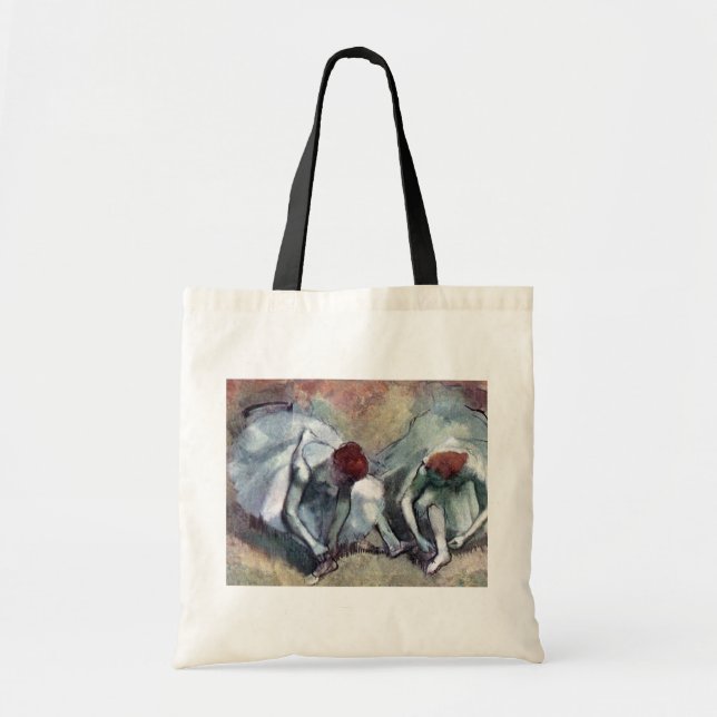 Tänzer, die ihre Schuhe binden, Edgar Degas Tragetasche (Vorne)