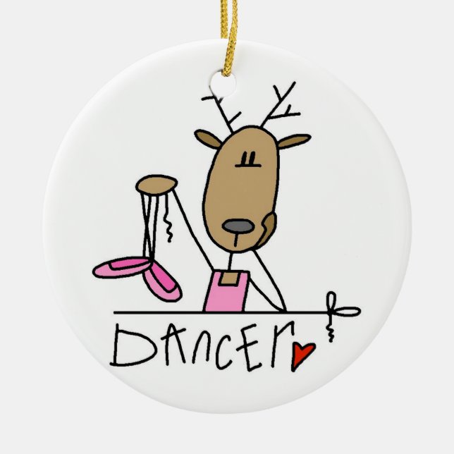 Tänzer die Ren-Weihnachtsandenken-Verzierung Keramik Ornament (Vorne)