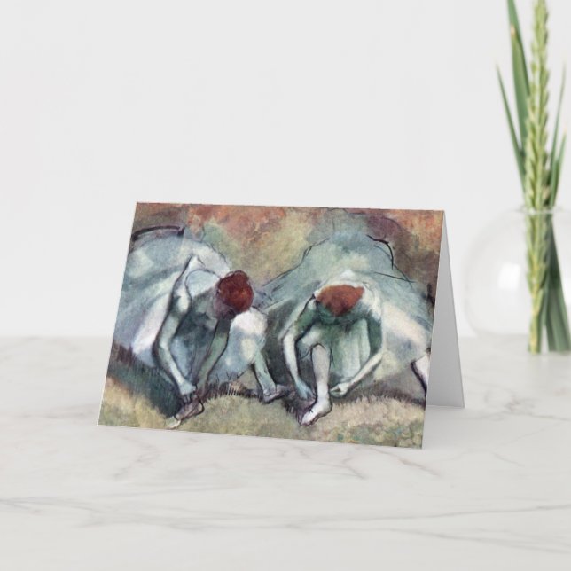 Tänzer, die von Edgar Degas ihre Schuhe schnappen Karte (Vorderseite)