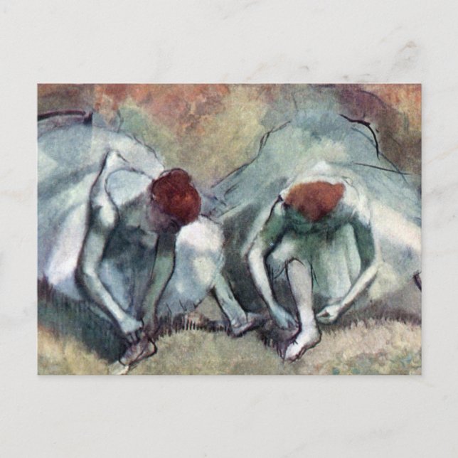 Tänzer, die von Edgar Degas ihre Schuhe schnappen Postkarte (Vorderseite)