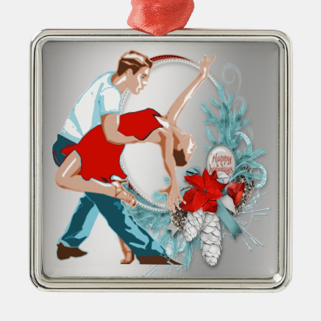 Tänzer-frohe Feiertage Weihnachten Ornament Aus Metall (Vorne)
