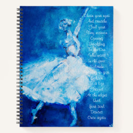 Tänzer in Blau und Weiß mit inspirierender Poesie Notizbuch
