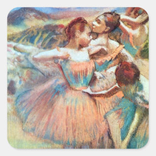 Tänzer in einer Landschaft von Edgar Degas Quadratischer Aufkleber