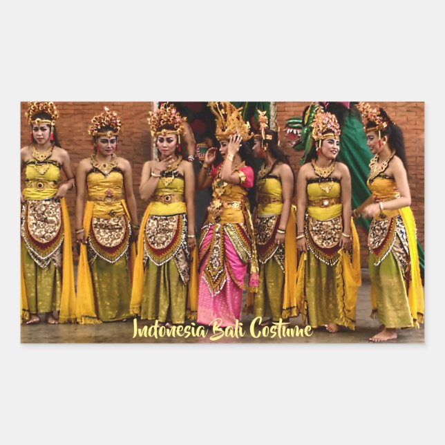 Tänzer in Folk Costume aus Bali Indonesien Rechteckiger Aufkleber (Vorderseite)