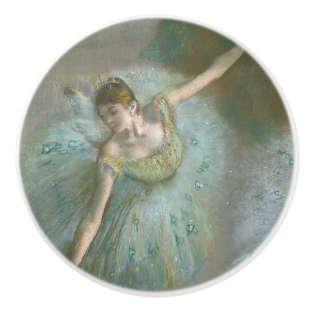 Tänzer in Green Edgar Degas Keramikknauf (Vorderseite)