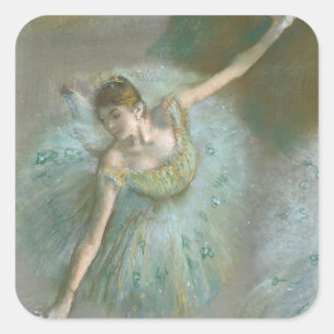 Tänzer in Green Edgar Degas Quadratischer Aufkleber