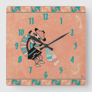 Tänzer Katsinas (Kachina) Quadratische Wanduhr
