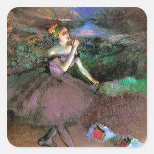 Tänzer mit Bouquets von Degas Quadratischer Aufkleber