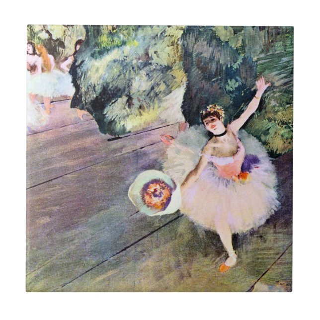 Tänzer mit einem Bouquet von Blume von Edgar Degas Fliese (Vorderseite)
