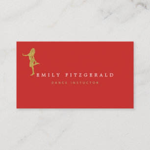 Tänzer/Studio/Minimalistisch Red/Gold Silhouette Visitenkarte