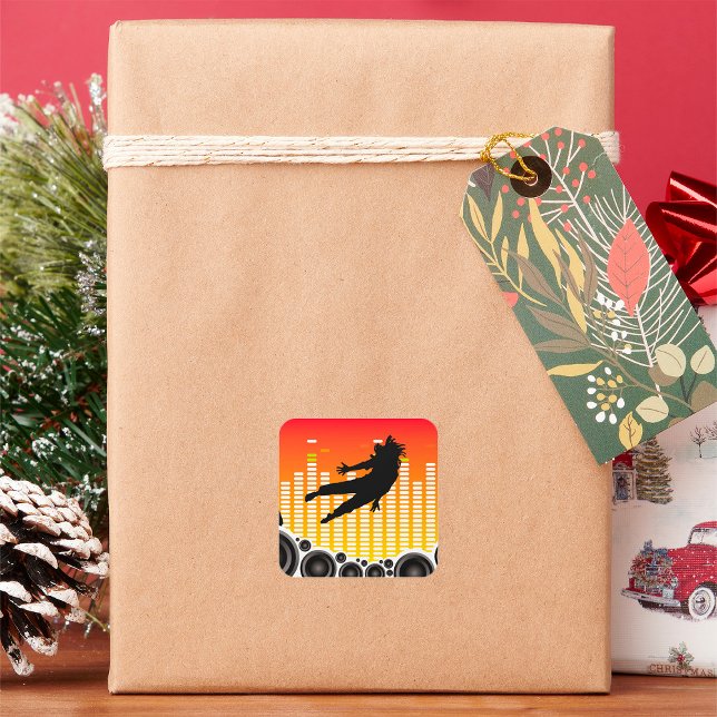 Tänzer und Lautsprecher Quadratischer Aufkleber (Von Creator hochgeladen)