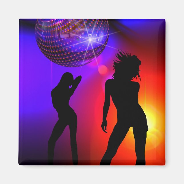 Tänzer unter Disco Ball Magnet Tanzgeschenk (Vorne)