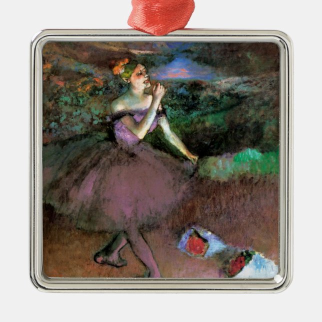 Tänzerin mit Bouquets von Degas Silbernes Ornament (Vorne)