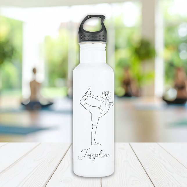 Tänzerin Pose Yoga Minimalistische Schwarze Linie  Edelstahlflasche (Von Creator hochgeladen)