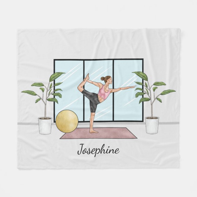 Tänzerin Pose Yoga Natarajasana mit Individuelle N Fleecedecke (Vorderseite (Horizontal))