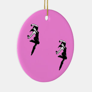Tänzerin Silhouette auf rosa Keramik Ornament
