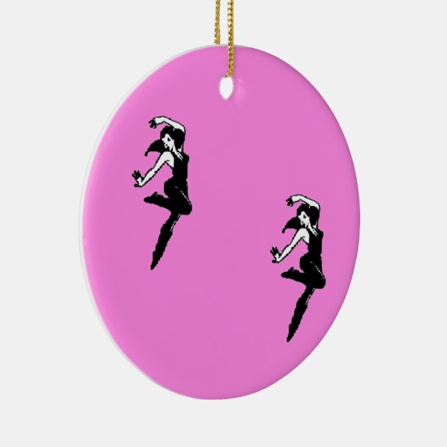 Tänzerin Silhouette auf rosa Keramik Ornament (Rechts)