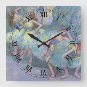 Tänzerinnen in den Kulissen von Edgar Degas Quadratische Wanduhr