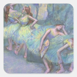 Tänzerinnen in den Kulissen von Edgar Degas Quadratischer Aufkleber