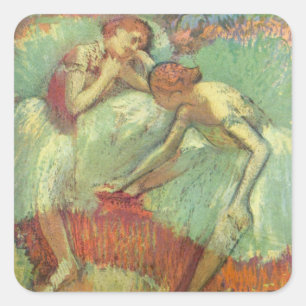 Tänzerinnen in Grün von Edgar Degas, Vintage Balle Quadratischer Aufkleber