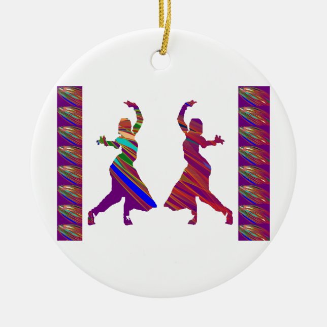 Tänzerinnen:  Inder Bollywood Art-Tanz Keramikornament (Vorne)