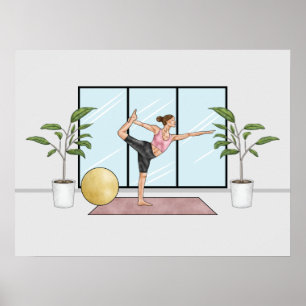 Tänzerpose Yoga Natarajasana Balance Workout Mädch Poster