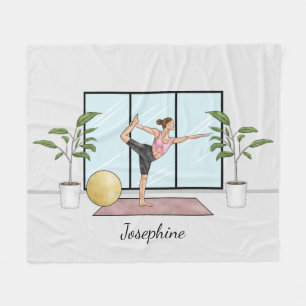 Tänzerpose Yoga Natarajasana mit individuellem Nam Fleecedecke