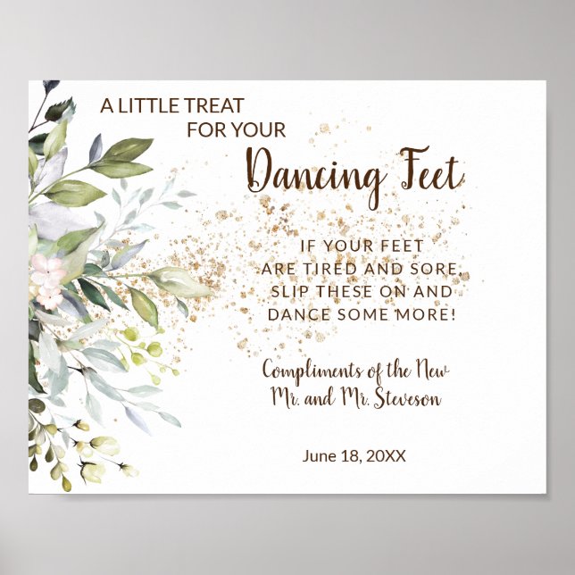 Tanzfeet Flip Flops Hochzeit Kräuterzeichen Poster (Vorne)
