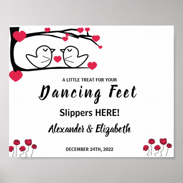 Tanzfeet Flip Flops | Love Bird Wedding Sign Poster (Vorne)