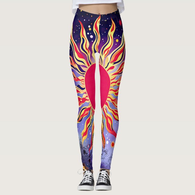 "Tanzfeuer des Kosmos" Die Sonne Leggings (Vorderseite)