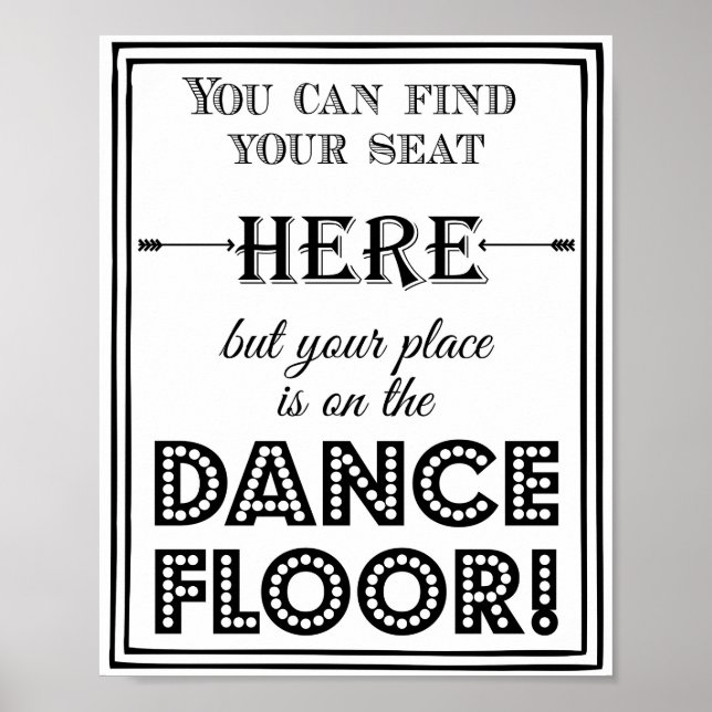 Tanzflächen-Sitzplan Hochzeit oder Party-Schild Poster (Vorne)