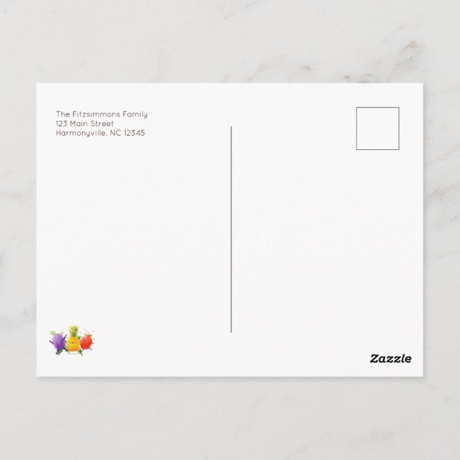 Tanzfrucht zum Geburtstag Einladung Postkarte (Rückseite)