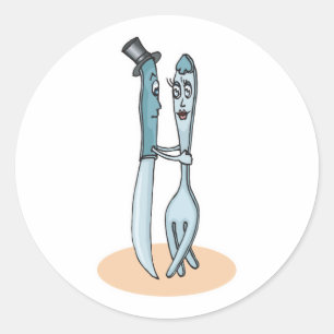 Tanzgabel und Messer Runder Aufkleber