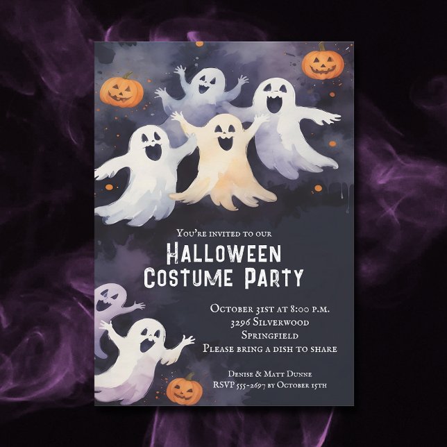 Tanzgeister-Halloween-Party Einladung (Dancing Ghosts Halloween Party Invitations)