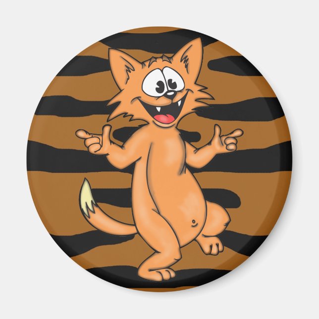 Tanzkatze Cartoon Magnet (Vorne)