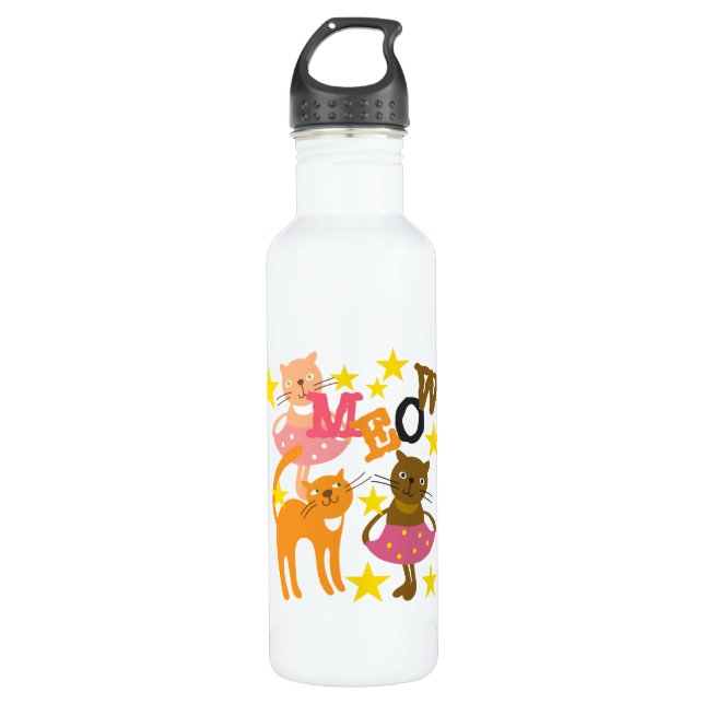 Tanzkatzen Edelstahlflasche (Vorderseite)