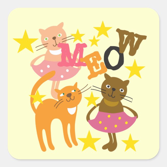 Tanzkatzen Quadratischer Aufkleber (Vorderseite)