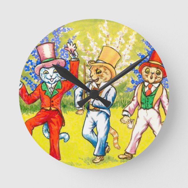 Tanzkatzen Runde Wanduhr (Vorderseite)