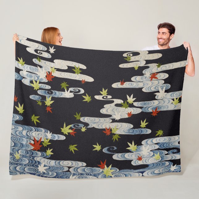 TANZKIMONO, WASSER, FALLENDE BLÄTTER FLEECEDECKE (Beispiel)