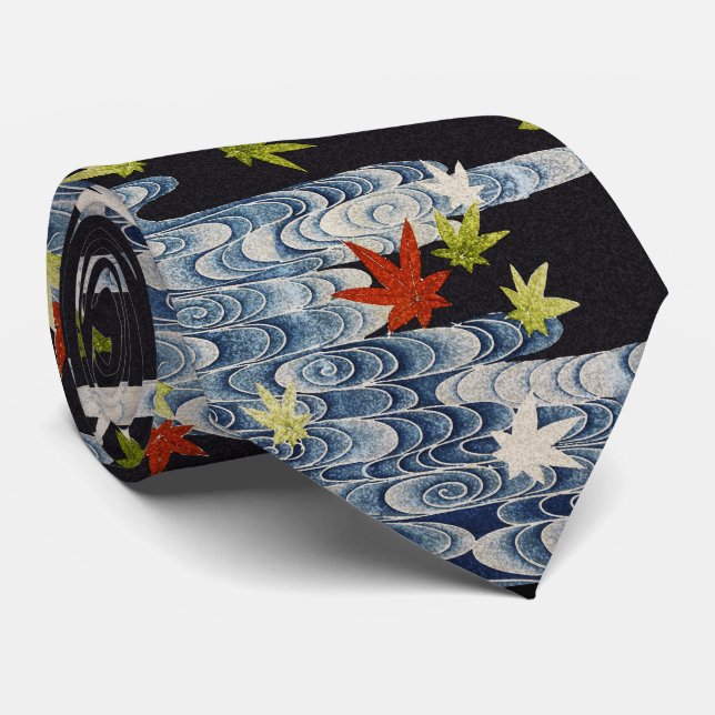 TANZKIMONO, WASSER, FALLENDE BLÄTTER KRAWATTE (Gerollt)